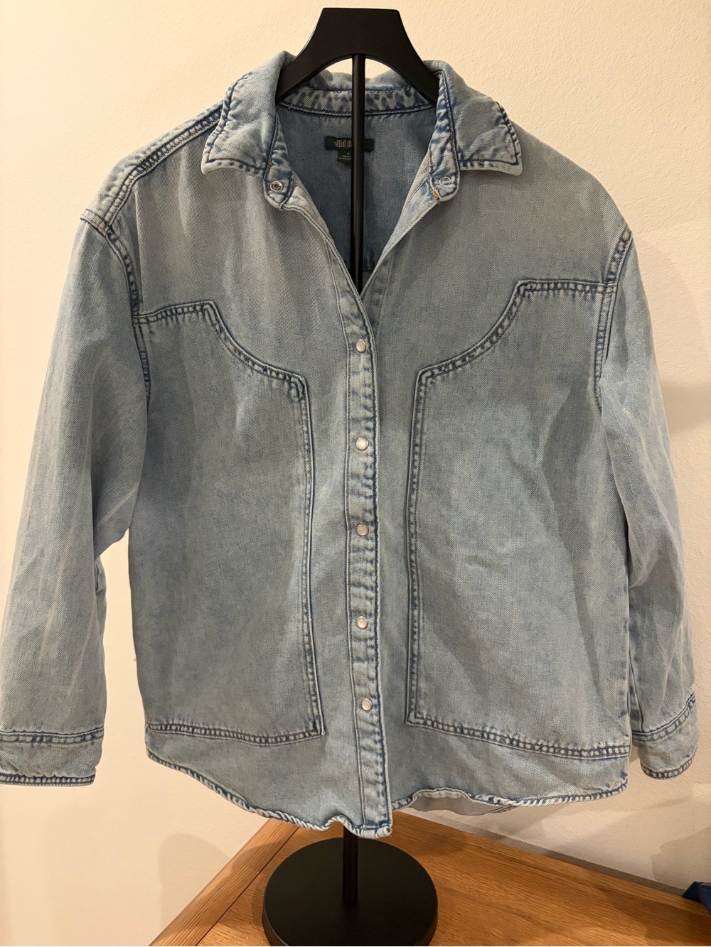Western-inspired long sleeve denim shirt